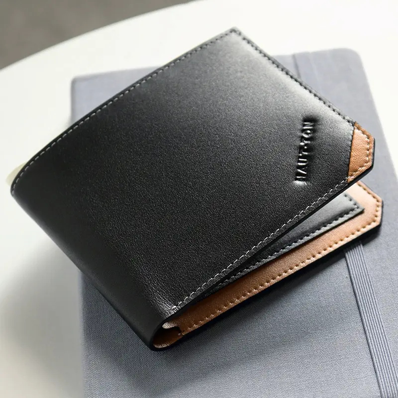 Hot Selling fashion men card holder wallets small bifold wallet 100% real leather men's wallet