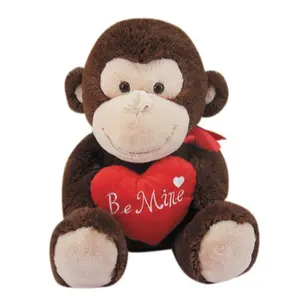 HEART I LOVE YOU BROWN MONKEY PLUSH STUFFED VALENTINES MONKEY