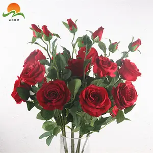 Sıfır güzel taze kırmızı gül çiçek buketleri yapay kırmızı gül çiçek düğün ev dekorasyon için