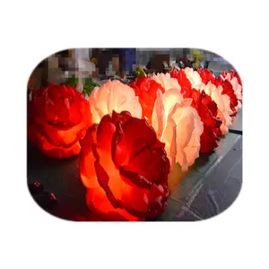 Wedding Decor Inflatable Rose Flower Chain/color changing led inflatable flower chain/ inflatable flower chain decoration