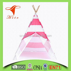 Enfants Tente De <span class=keywords><strong>Tipi</strong></span>/Luxe Maison de Jeu pour Enfants/Rayé <span class=keywords><strong>Rose</strong></span> <span class=keywords><strong>et</strong></span> <span class=keywords><strong>Blanc</strong></span> coton Intérieur tente - Product Image 4