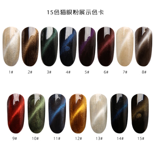 2024 vente en gros Nail art bricolage magnétique caméléon magique oeil de chat <span class=keywords><strong>poudre</strong></span> 15 couleur 0.5g pack pour ongles peinture art bricolage - Product Image 2