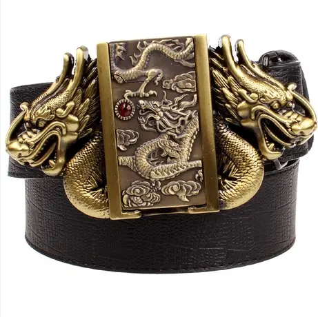 Double Dragon Echt Lederen Riem Lichtere Metalen Plaat Gesp Voor Zippo Handelsonderneming