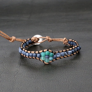 Nuevas Pulseras de Cuero para Mujer, Pulseras de Flores DIY, Pulseras de Cuentas Tejidas Vintage, Pulsera de <span class=keywords><strong>la</strong></span> <span class=keywords><strong>Amistad</strong></span> - Product Image 1