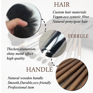 Poignée conique De Haute Qualité Avec Pochette Marques 12 Pièces/15 Pièces Enfants Professionnel Poils De Chèvre Naturels 15 Pièces Maquillage brosse Ensemble - Product Image 3