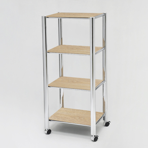 Carrito industrial de madera de roble de 4 niveles con diseño de moda - Product Image 1