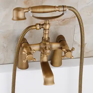 Cobre completo estilo europeo sentado bañera grifo de la ducha, ducha de oro grifo, retro agua fría ducha