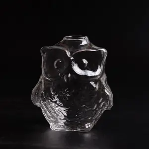 Baykuş şekilli borosilikat temizle cam çiçek vazo topraksız çiçek konteyner cam baykuş dekorasyon ev için