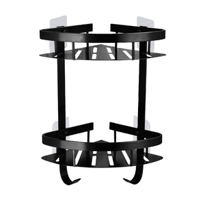 Étagère d'angle de douche en aluminium, adhésif noir, caddie de douche, pour salle de bain, qualité supérieure - Product Image 2