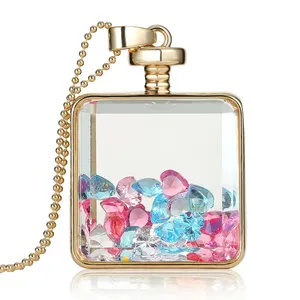 En gros nouveau design Fantaisie Coeur Photo Cadre Verre Pendentif Alliage Chaîne Femmes Lay Jeune Fille Collier Bijoux Pour Cadeau