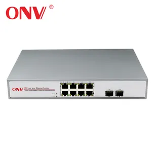 8 Port Sakelar Gigabit Terkecil, dengan 8x 10/100/1000 Base-t RJ45 Port Ethernet dan 2x Slot Gigabit SFP