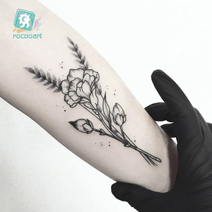 HC Misto 16 Fogli Classic Disegni Del Tatuaggio in bianco e Nero, stile semplice, fiori, delfino de Corpo Tatuaggi Temporanei. - Product Image 3