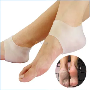 Protetor de silicone para calcanhar, meias de gel para cuidados com o calcanhar, almofada para proteção do calcanhar