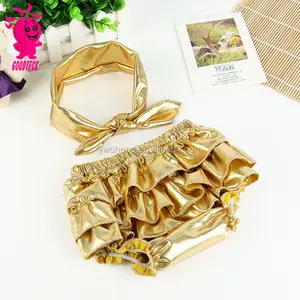 Bombachos de algodón suave para bebés, diseño único, de satén dorado, venta de fábrica - Product Image 1