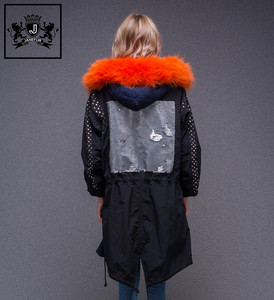 Mode Belle Naturel Réel Garnis De Fourrure Parka Haute Qualité D'hiver Outwear Manteau Avec Fourrure D'agneau Doublure - Product Image 5