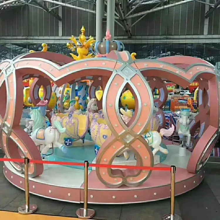 14 Seats best amusement parks Pink Crown Carousel for Shopmall and Indoor