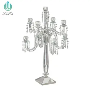 DL-RTS022 Güzel 90 cm Yükseklik Cam Kasırga 9 arms kristal düğün centerpiece uzun saplı cam mumluklar kasırga