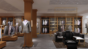 Estante de exhibición personalizado para tienda de ropa para hombre, mueble de tienda de ropa de alta gama