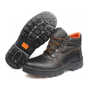 便宜的防粉碎高脚踝耐切割钢顶帽超细纤维皮革挖掘机工作脚保护安全鞋