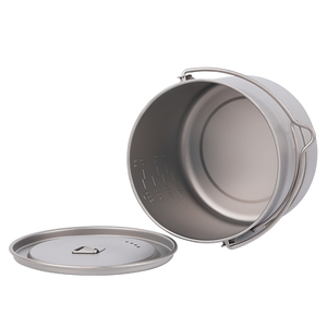 <strong>Camping</strong> Titanium Pot 1600ml Ultralight Outdoor <strong>Camping</strong> <strong>Cup</strong> with Lid and Foldable Handle Hiking Backpack Cookware - Product Image 6