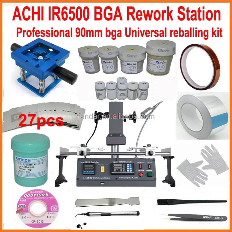 ใหม่ล่าสุด ACHI Dark อินฟราเรด BGA Rework Station IR6500 + Universal สมบูรณ์ BGA Stencils 21 ใน 1 BGA reballing ชุด