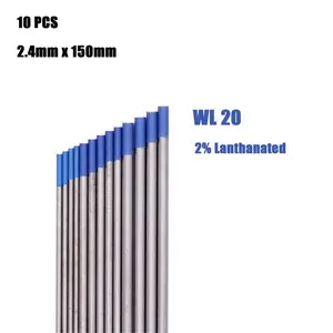 Électrodes à souder bleues en tungstène, 2% lancasse, 1.0mm, 1.6mm, 2.0mm, 2.4mm, 3.2mm, 4.0mm, WL20, 10 pièces