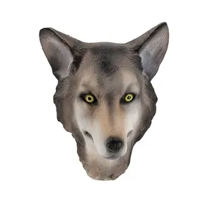 Grau latex maske halloween phantasie kleid scary wolf werwolf hund