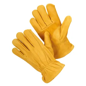 Winter Warm Cow Grain Safety Work Driving Leather Driver Gloves