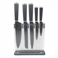 Xyj ensemble de 5 couteaux de cuisine antiadhésifs, avec manche souple enduit de TPR
