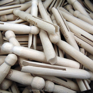 Factory Supply Custom  Natural 110mm Wooden Dolly Pegs with Engraved logo