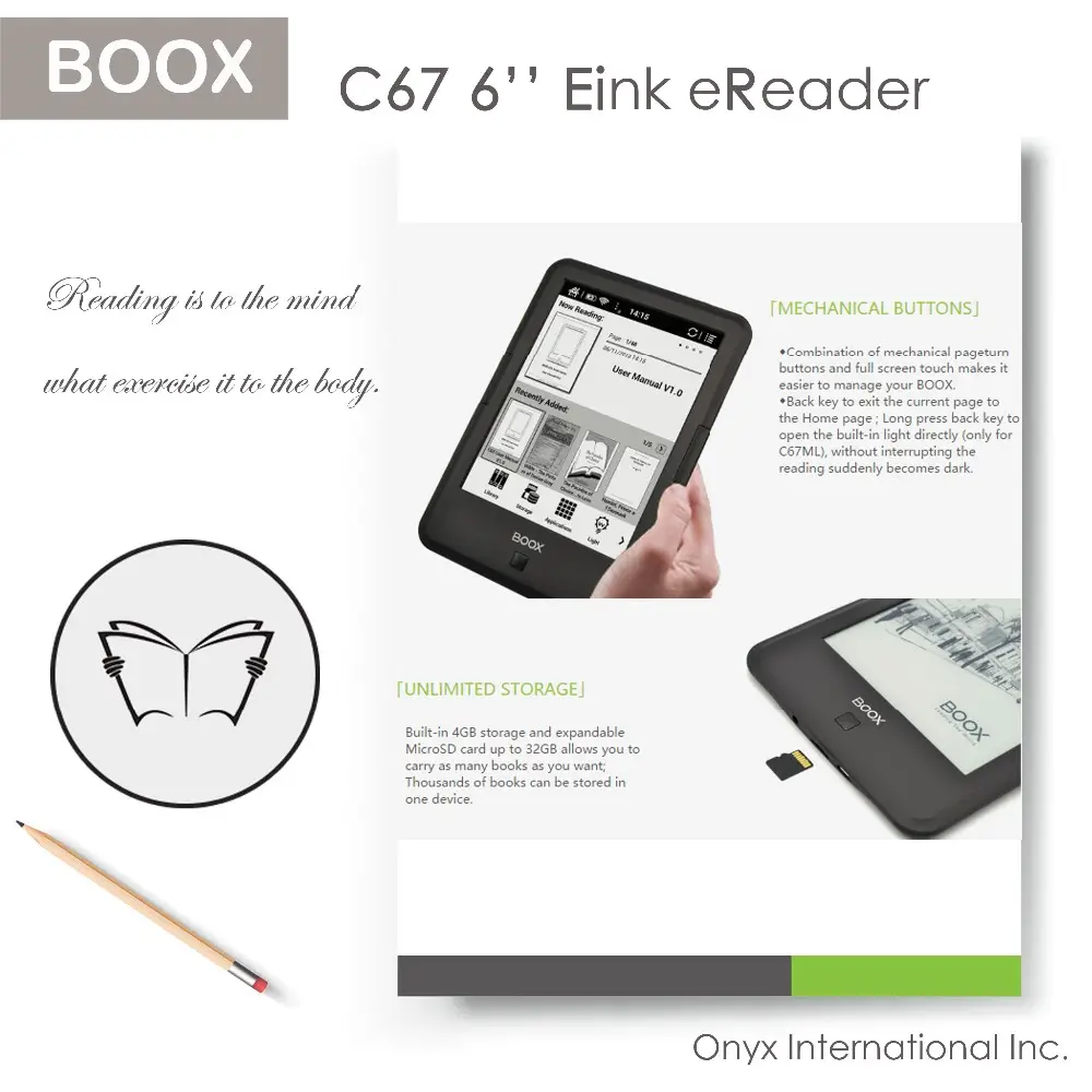 Onyx Boox C67 ML Charta 6 pollice ebook reader e-ink ebook prezzo poco costoso e-lettori libri hot vendite