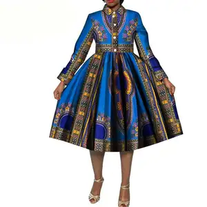 H & D Produsen OEM Cina Gaun Cetakan Lilin Dashiki Terbaru 100% Katun Afrika Pakaian untuk Wanita