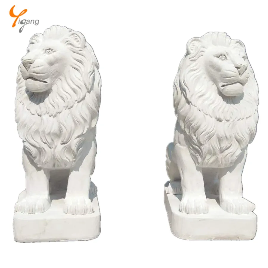 China marble carving big stone lion statue
