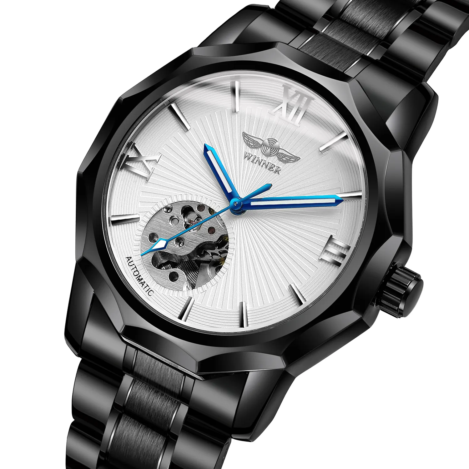 2024 T-Winner nueva llegada simple reloj moderno esqueleto automático propia marca reloj de pulsera personalizado