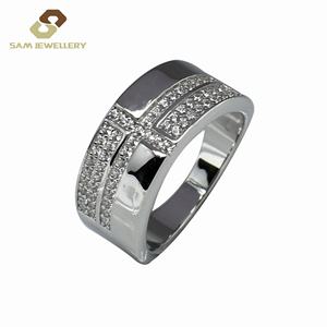 Anello di fidanzamento da uomo classico con gambo largo <span class=keywords><strong>solitario</strong></span> diamante rotondo brillante da uomo in argento Sterling 925 - Product Image 6