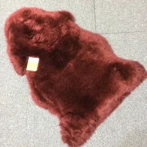 Favorable Genuine Sheepskin Rug One Pelt Red Fur 2 X 3