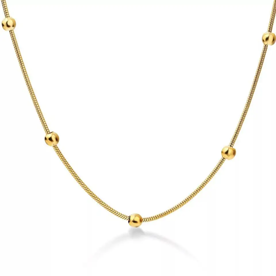 Bijoux en acier inoxydable, chaîne en serpent avec perles d'espacement, fabrication de collier à la mode, 316L