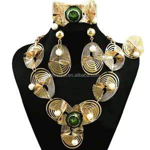 nigeria Zink Alloy, african jewelry set, fashion party crystal beads jewelry set