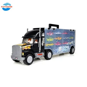 Vehículo de transporte de juguete camión con 12 de aleación de coches y 1 contenedor Coche