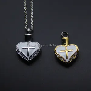 Collar Urna de Acero Inoxidable con Forma de Corazón, Joyería de Cremación, Colgante Clásico Ortodoxo para Niños, Recuerdo Conmemorativo para Mascotas, Porta Cenizas - Product Image 1