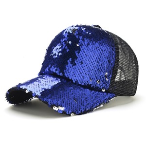 Vente en gros deux tons femmes et hommes chapeau en maille personnalisé moins cher casquettes paillettes paillettes maille mode casquette de camionneur - Product Image 2