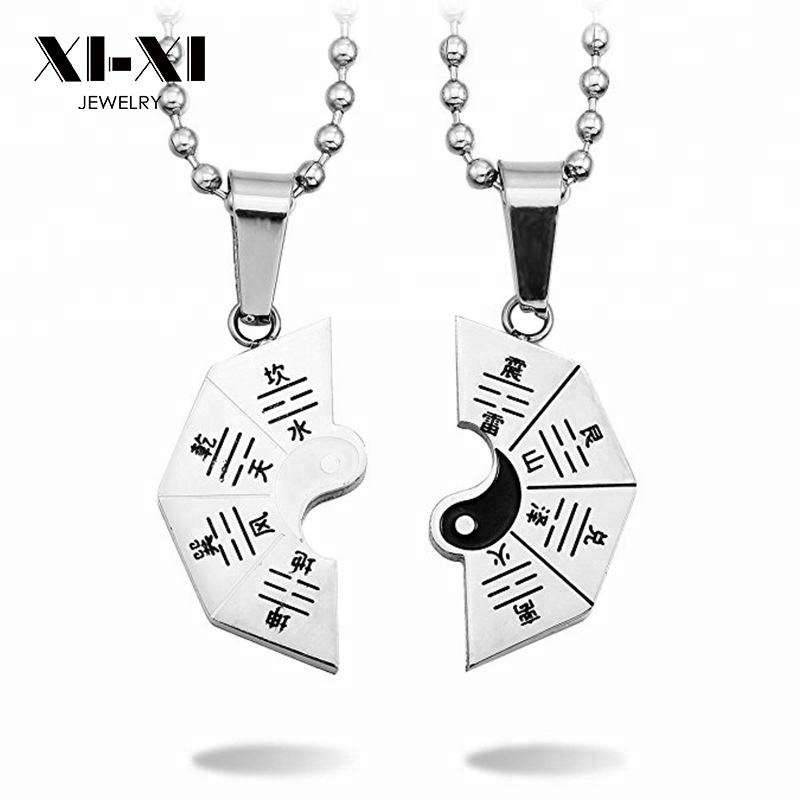 Couple Necklace Set Jewelry Lovers Half Heart Necklace Two Name Magnetic  Couple Necklace for Couples