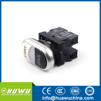 Interrupteur à bouton-poussoir double HUAWU NEW série M22 22 mm, interrupteur à bouton-poussoir double pôle avec voyant lumineux LED