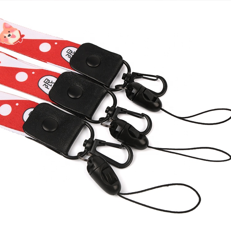 Taiwan Promotional Gift Custom Sublimation Print Cute Cartoon Animal Dog Logo Adjustable Neck Lanyard Straps for Cell Phone Image 3