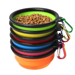 Wholesale Colorful Silicone Dog Bowl Traveling Folding Pet Dog Food Bowl Collapsible Dog Bowl