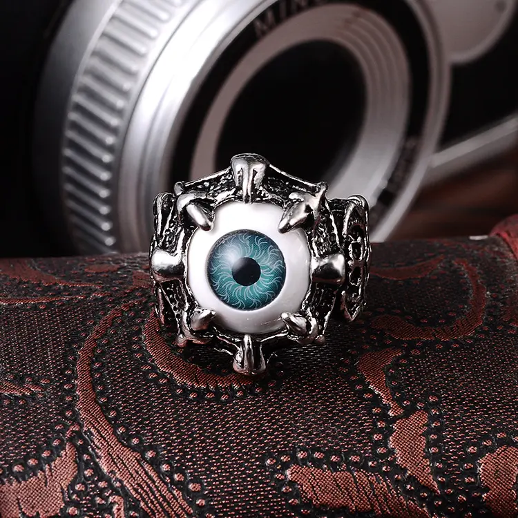 Торговая гарантия YJR001, модное винтажное кольцо из титановой стали в стиле ретро, мужское кольцо на палец с демоном и глазным яблоком в стиле панк