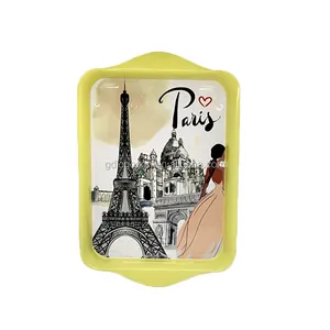 Vassoi decorativi in metallo personalizzati unici su misura per la torre di Paris Eiffel, Souvenir del vassoio di servizio in metallo