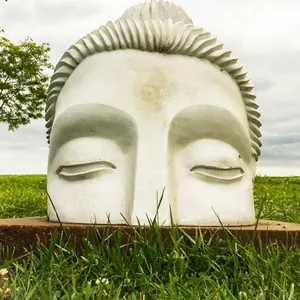 Outdoor Stone Buddha Statue Outdoor Antique Hand Carved Stone Sculpture Marble Buddha Head Bust Statue