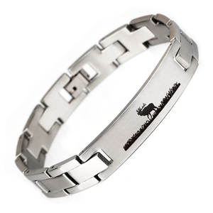 Enginox unisex สร้อยข้อมือโลโก้สแตนเลสสำหรับผู้ชาย, สร้อยข้อมือโลโก้ ID เปล่าใช้ได้ทุกเพศ - Product Image 3