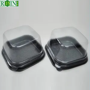 PET Golden Mini Cupcake Boxes Small Disposable Clear Blister Cake Box With Lid Custom Plastic Food Rosin Rectangle Stamping
